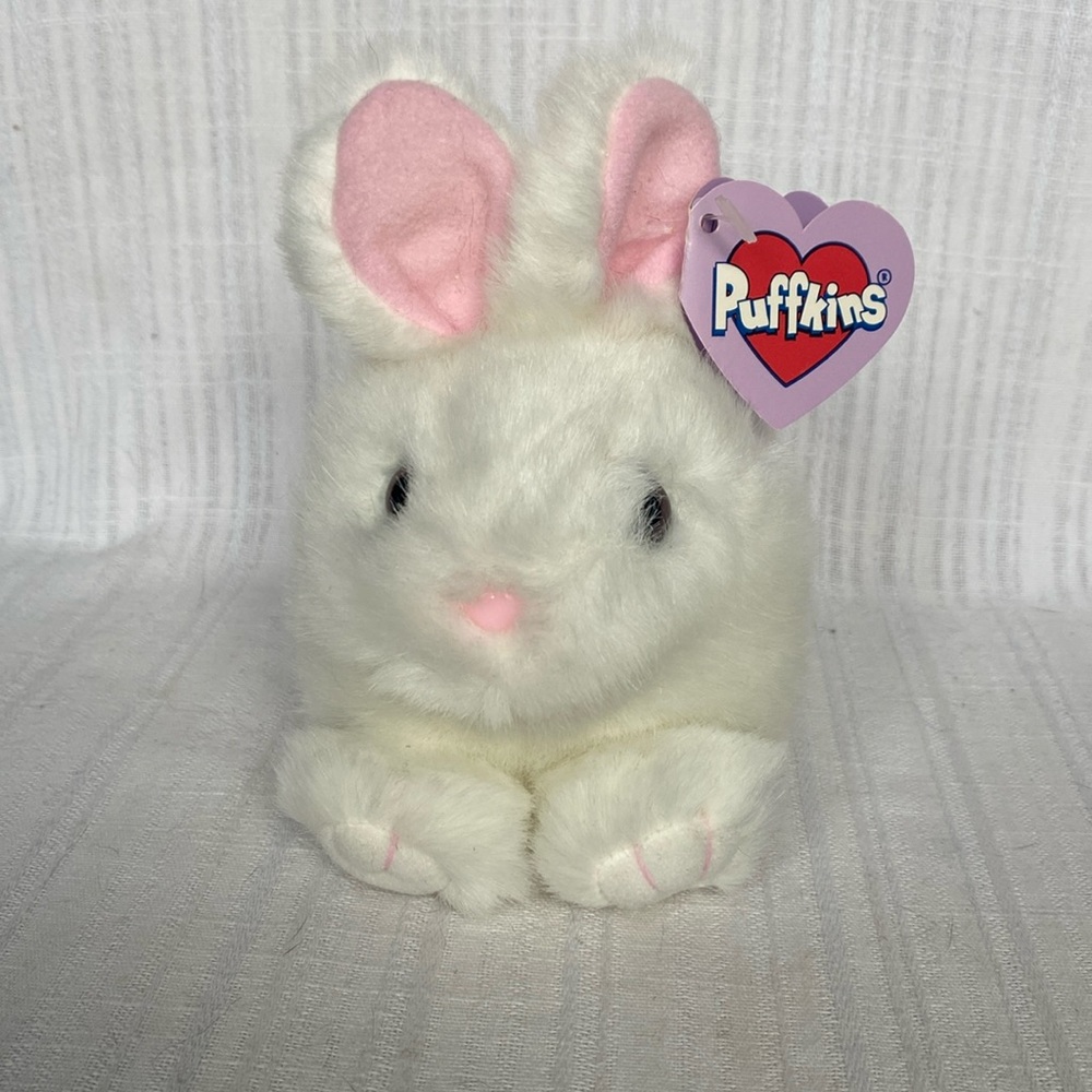 "Lucky" - White Puffkins Plush Bunny Rabbit by Swibco